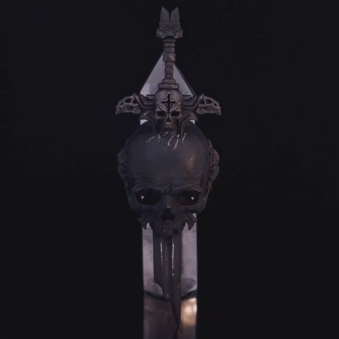 Video of the Adversarius Mortis in the Revenant 2 finish slowly rotating on a turntable, showcasing every angle against a black background.
