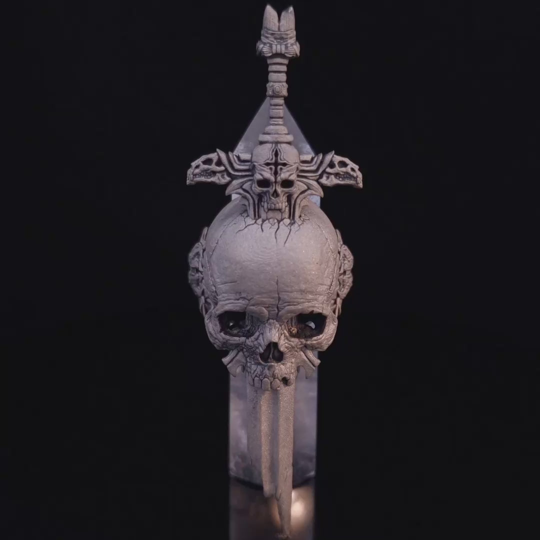Video of the Adversarius Mortis in the Wraith finish slowly rotating on a turntable, showcasing every angle against a black background.